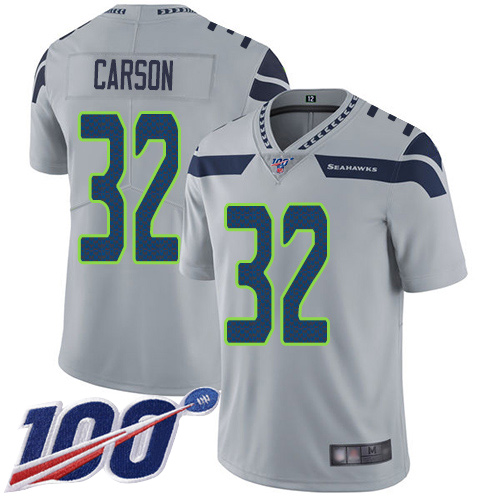 Seattle Seahawks Limited Grey Men Chris Carson Alternate Jersey NFL Football #32 100th Season Vapor Untouchable->youth nfl jersey->Youth Jersey